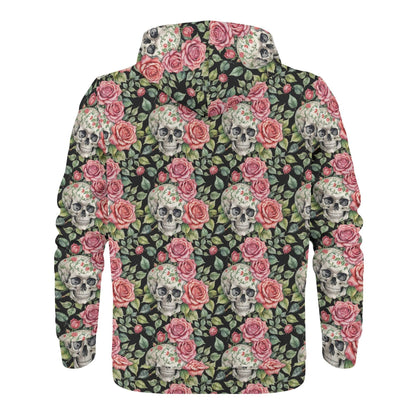 Men's Pink Skulls Classic Zip Up Hoodie Warm Jacket - DeRose Seasonal