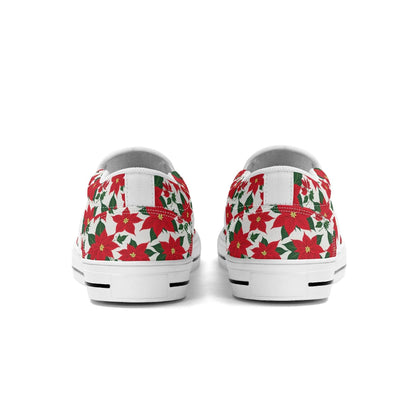 Men's Poinsettia Floral Rubber Slip On Shoes - DeRose Seasonal