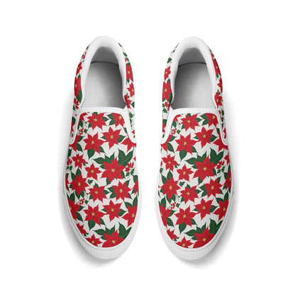 Men's Poinsettia Floral Rubber Slip On Shoes - DeRose Seasonal