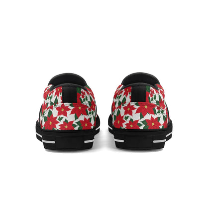 Men's Poinsettia Floral Rubber Slip On Shoes - DeRose Seasonal