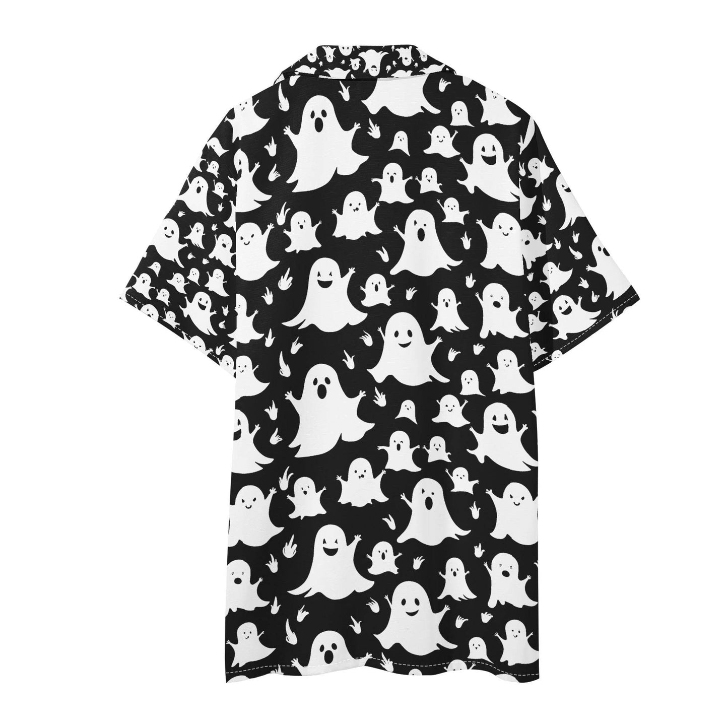 Men's Regular Fit Spooky Ghost Hawaiian Short Sleeve Shirt and Shorts Set - DeRose Seasonal