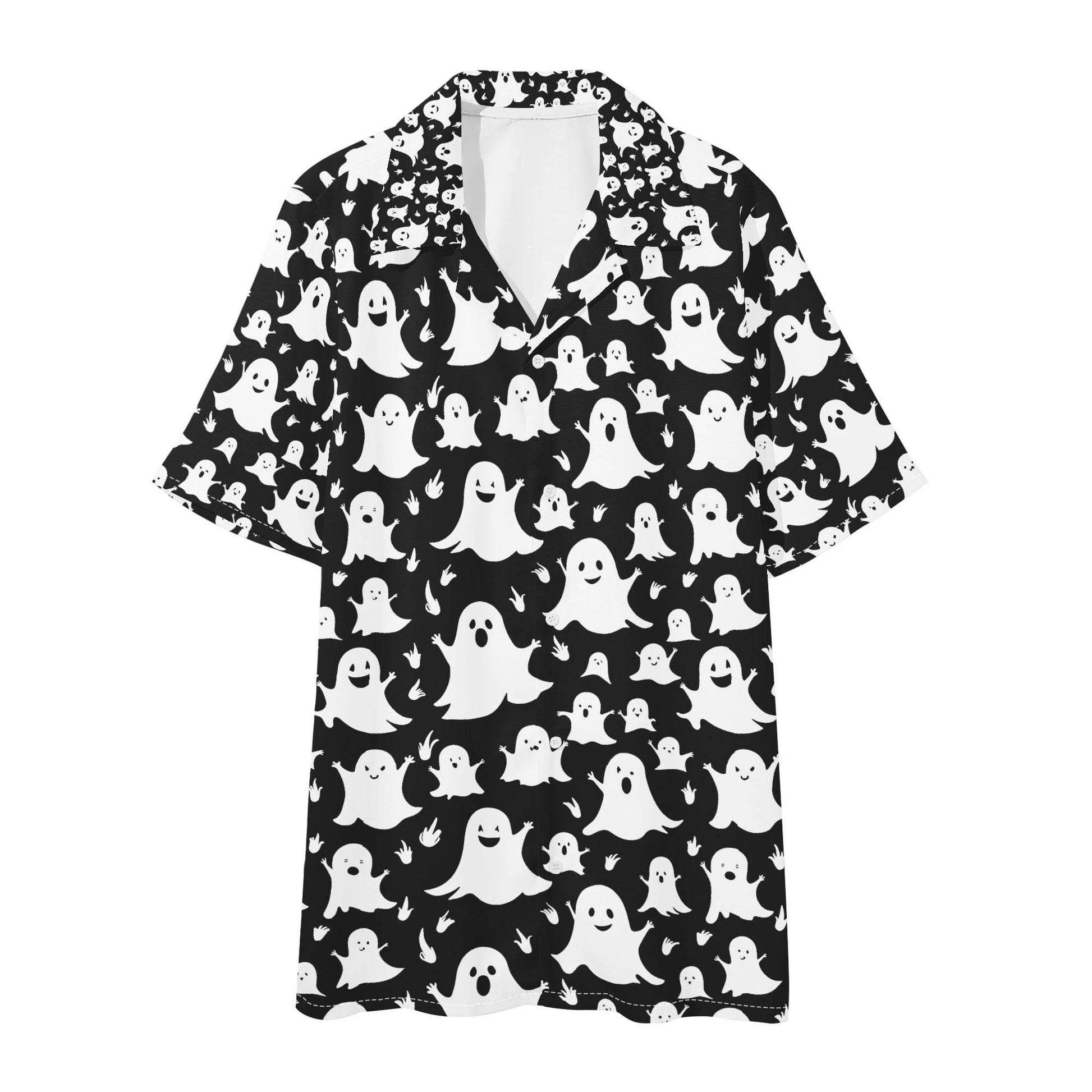 Men's Regular Fit Spooky Ghost Hawaiian Short Sleeve Shirt and Shorts Set - DeRose Seasonal