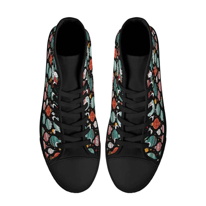 Men's Rubber High Top Big Ornament Canvas Shoes - DeRose Seasonal