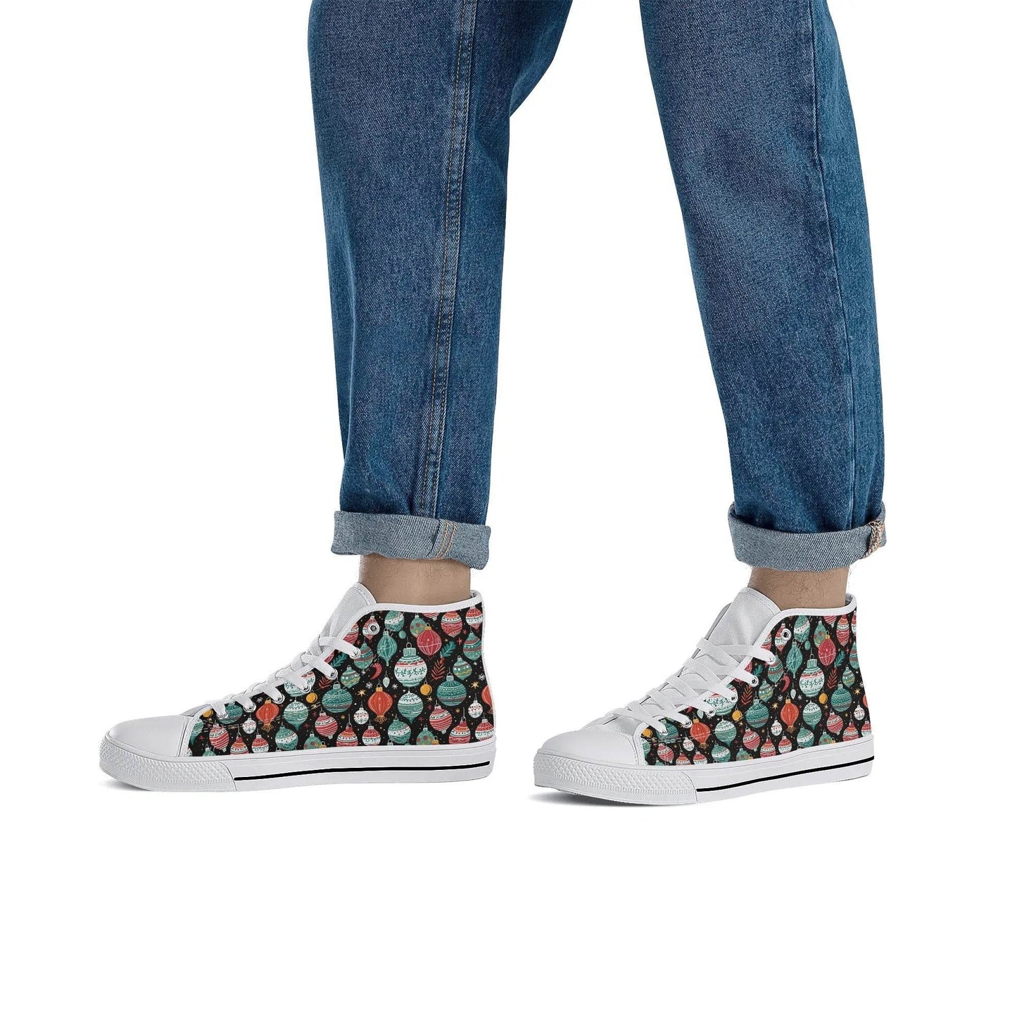 Men's Rubber High Top Big Ornament Canvas Shoes - DeRose Seasonal
