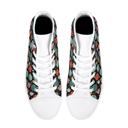 Men's Rubber High Top Big Ornament Canvas Shoes - DeRose Seasonal