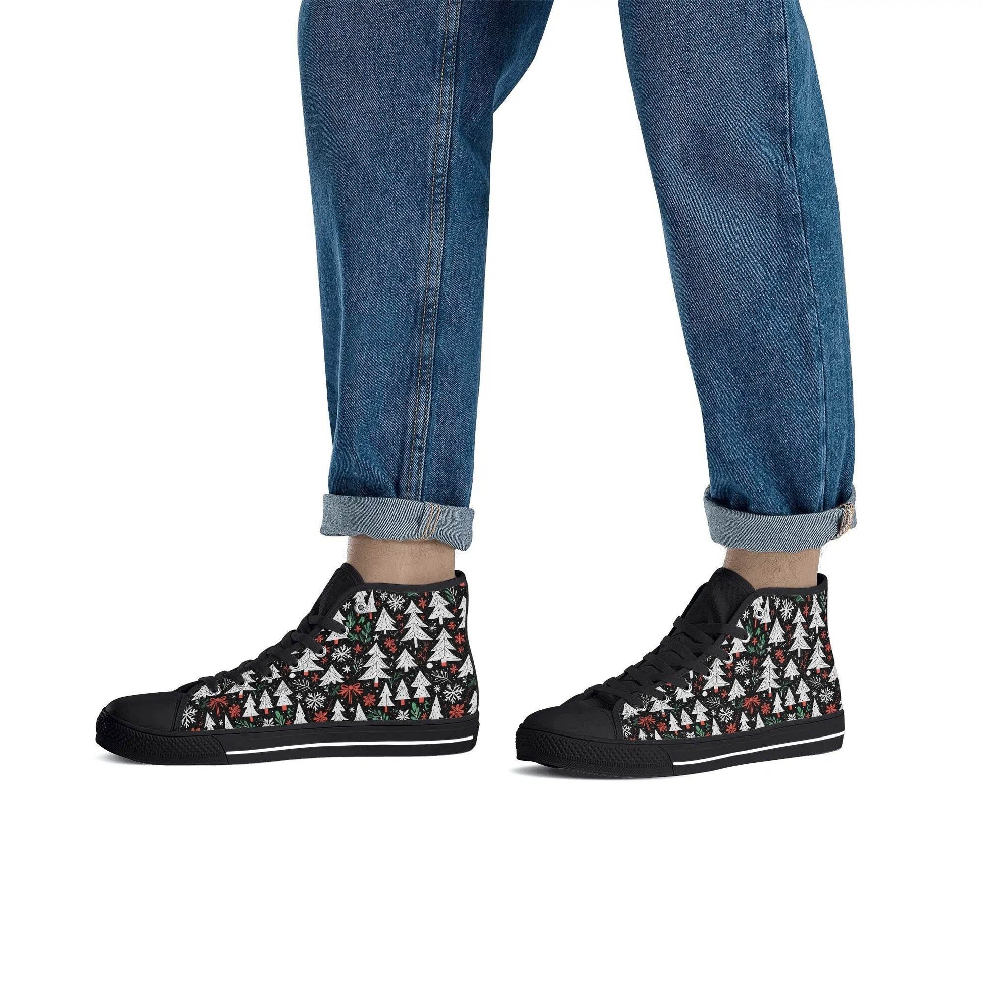 Men's Rubber High Top Christmas Trees Canvas Shoes - DeRose Seasonal