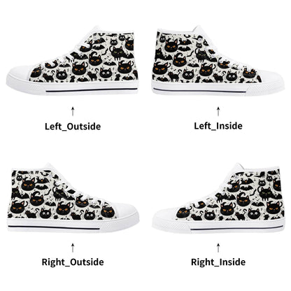 Men's Rubber High Top Crazy Cat Lady Canvas Shoes - DeRose Seasonal