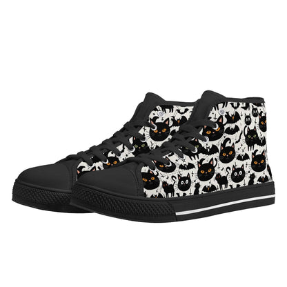 Men's Rubber High Top Crazy Cat Lady Canvas Shoes - DeRose Seasonal