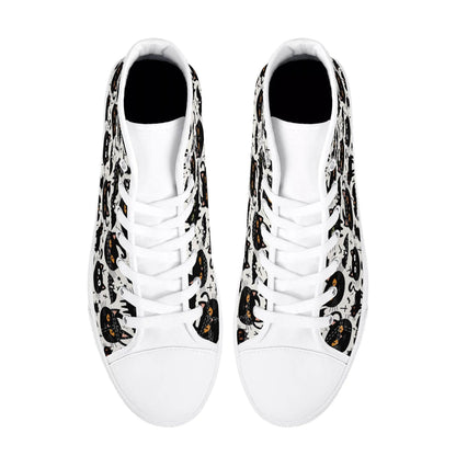 Men's Rubber High Top Crazy Cat Lady Canvas Shoes - DeRose Seasonal