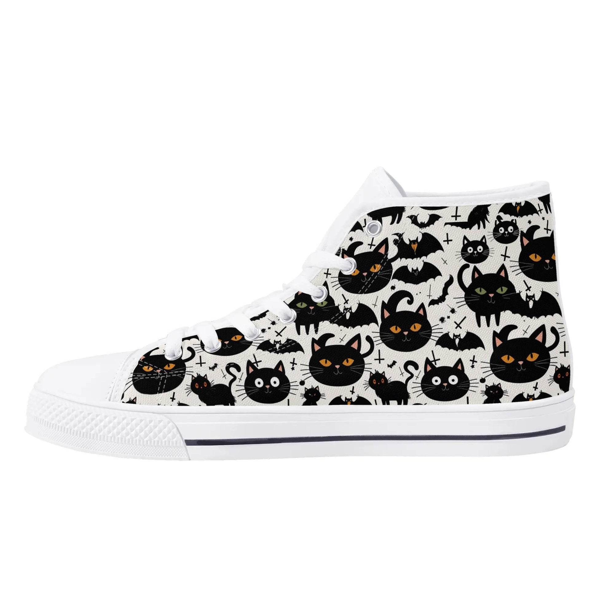Men's Rubber High Top Crazy Cat Lady Canvas Shoes - DeRose Seasonal
