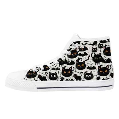Men's Rubber High Top Crazy Cat Lady Canvas Shoes - DeRose Seasonal