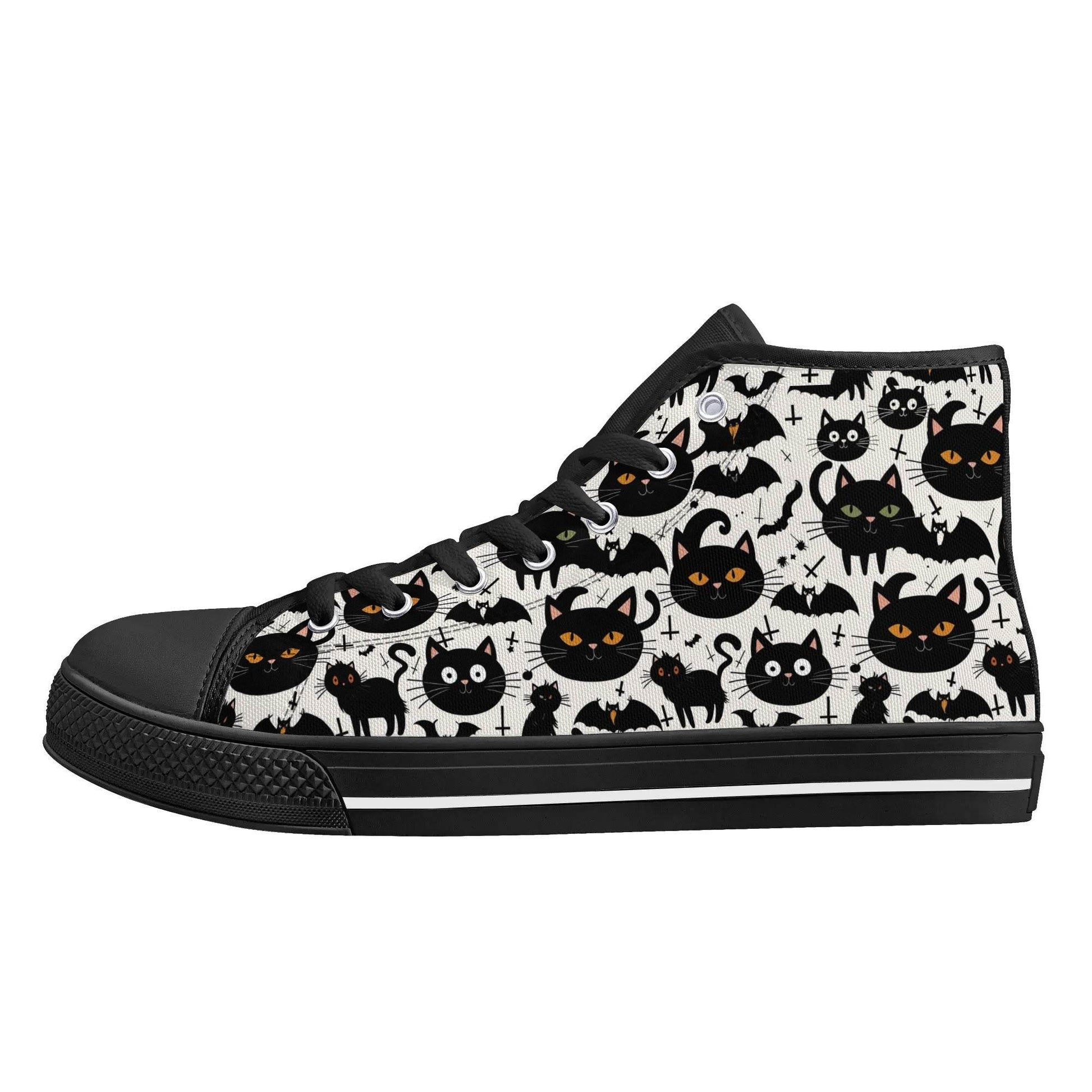 Men's Rubber High Top Crazy Cat Lady Canvas Shoes - DeRose Seasonal