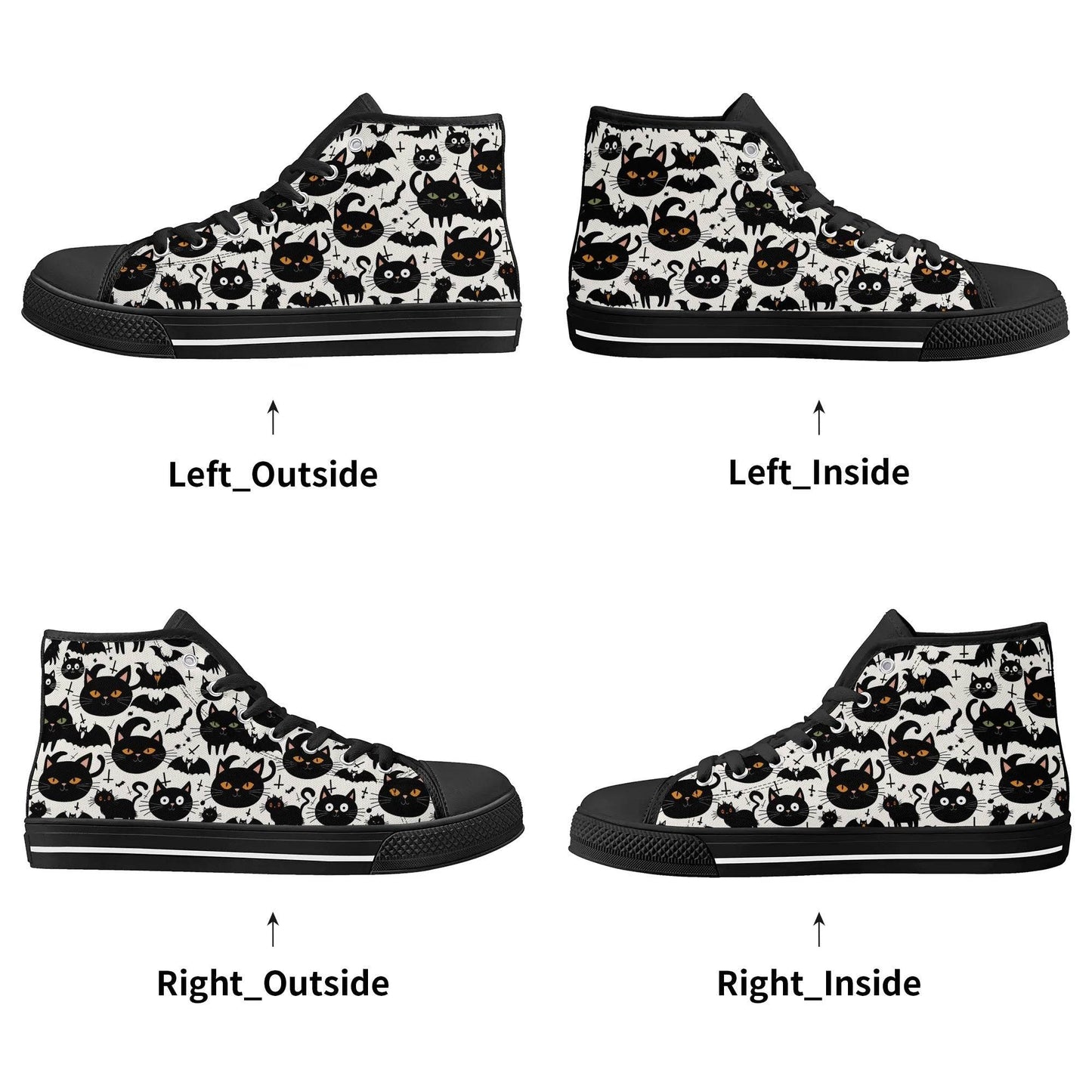 Men's Rubber High Top Crazy Cat Lady Canvas Shoes - DeRose Seasonal