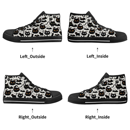Men's Rubber High Top Crazy Cat Lady Canvas Shoes - DeRose Seasonal