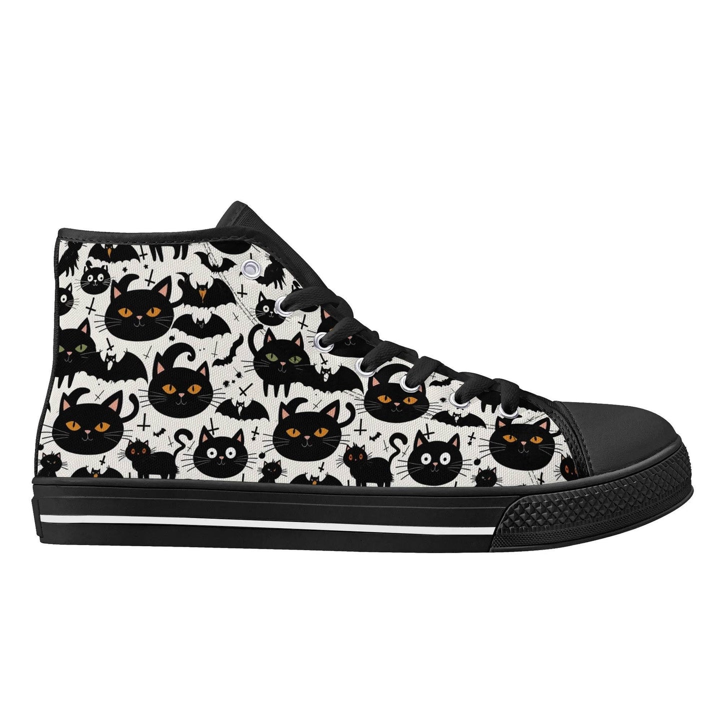 Men's Rubber High Top Crazy Cat Lady Canvas Shoes - DeRose Seasonal