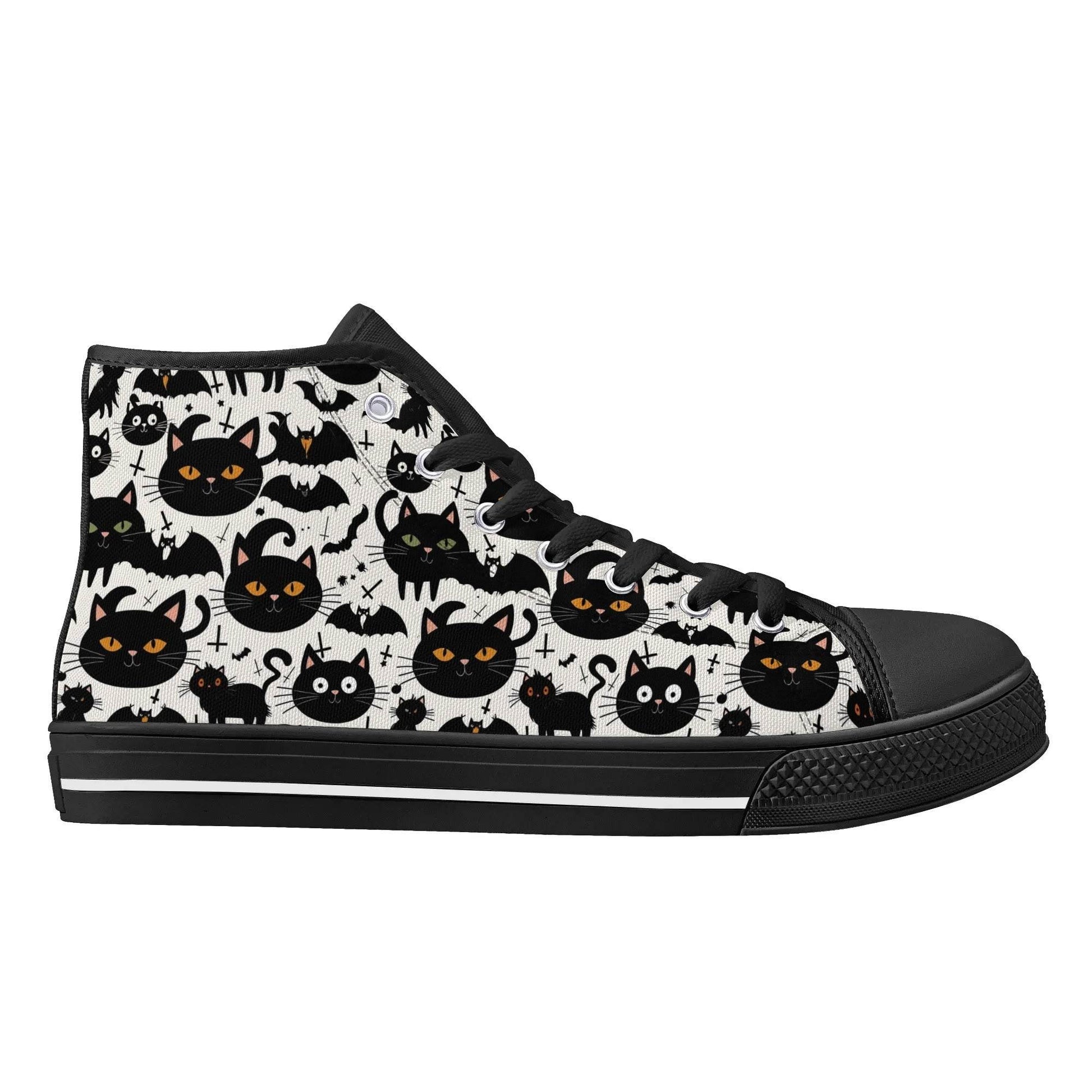 Men's Rubber High Top Crazy Cat Lady Canvas Shoes - DeRose Seasonal