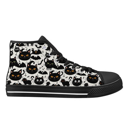 Men's Rubber High Top Crazy Cat Lady Canvas Shoes - DeRose Seasonal
