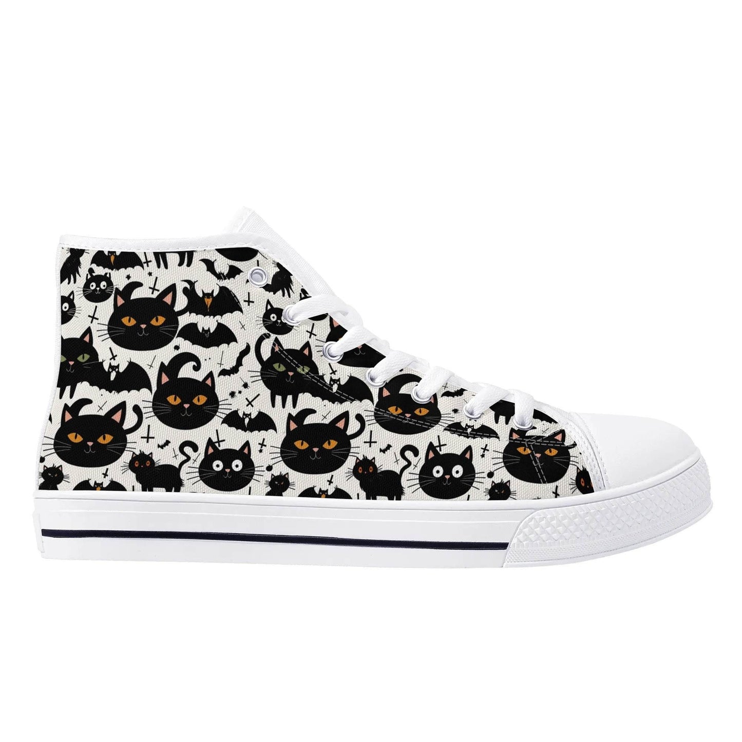 Men's Rubber High Top Crazy Cat Lady Canvas Shoes - DeRose Seasonal