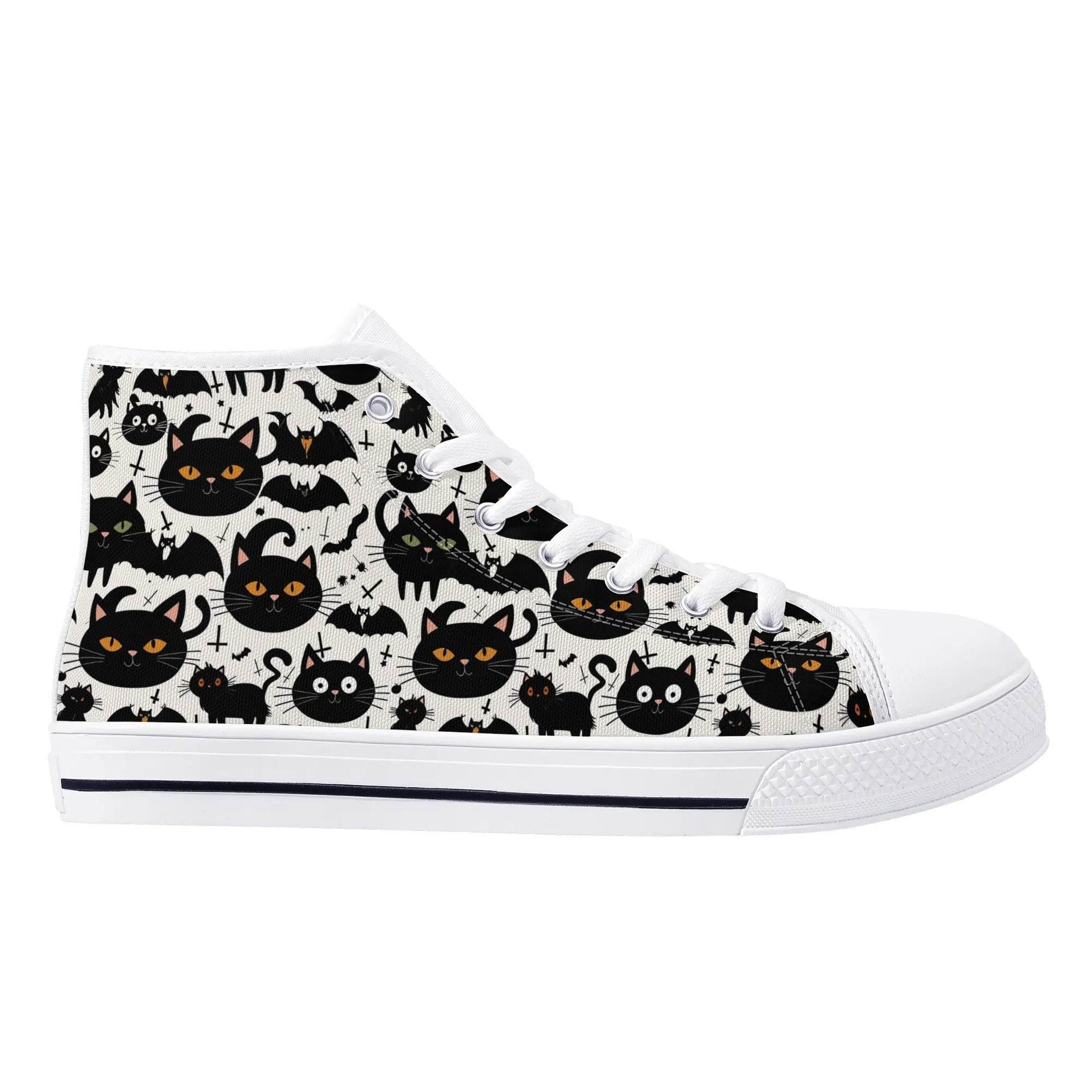 Men's Rubber High Top Crazy Cat Lady Canvas Shoes - DeRose Seasonal