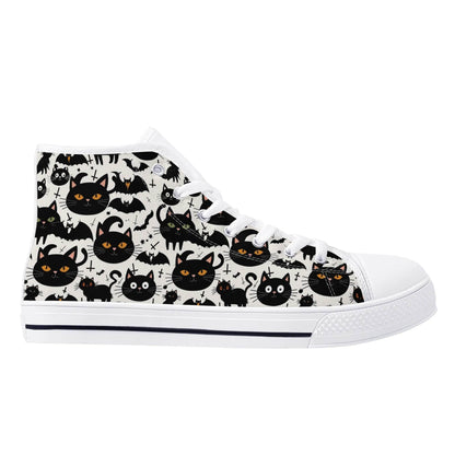 Men's Rubber High Top Crazy Cat Lady Canvas Shoes - DeRose Seasonal