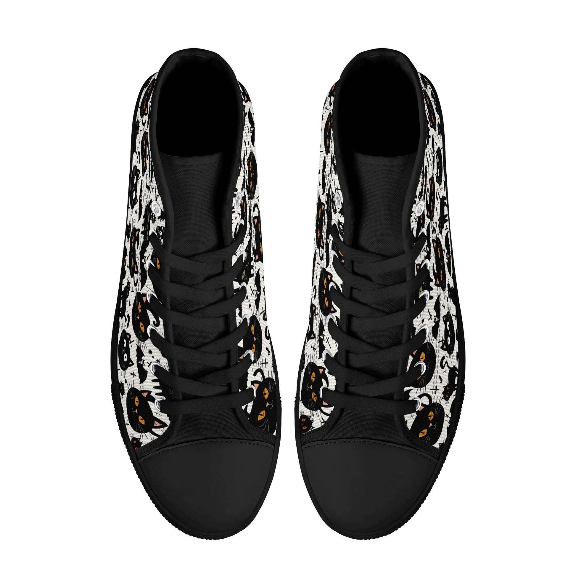 Men's Rubber High Top Crazy Cat Lady Canvas Shoes - DeRose Seasonal