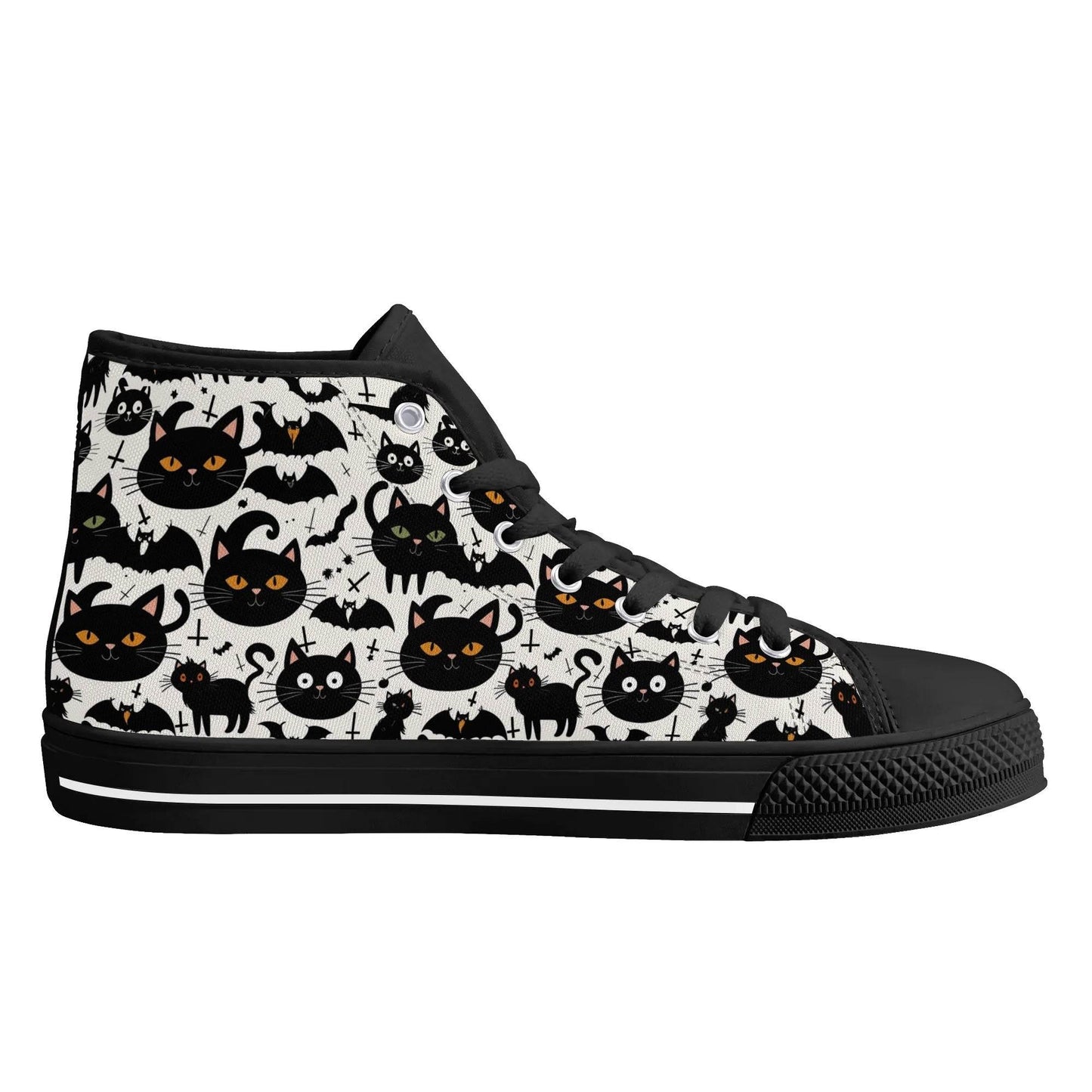 Men's Rubber High Top Crazy Cat Lady Canvas Shoes - DeRose Seasonal