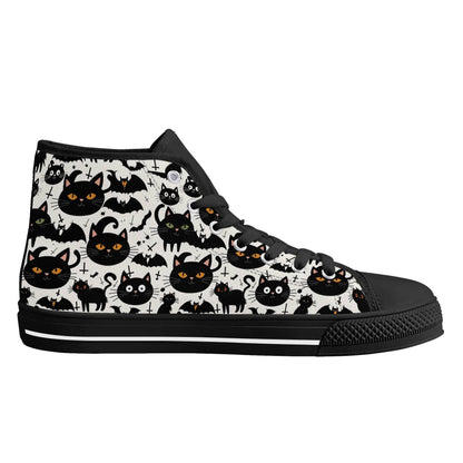 Men's Rubber High Top Crazy Cat Lady Canvas Shoes - DeRose Seasonal