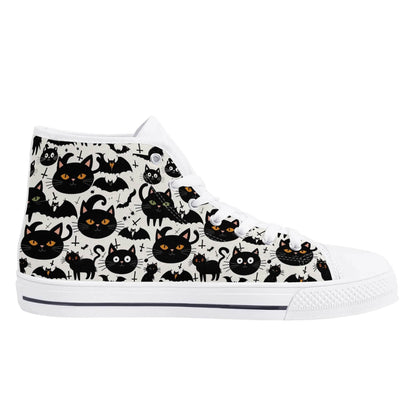 Men's Rubber High Top Crazy Cat Lady Canvas Shoes - DeRose Seasonal