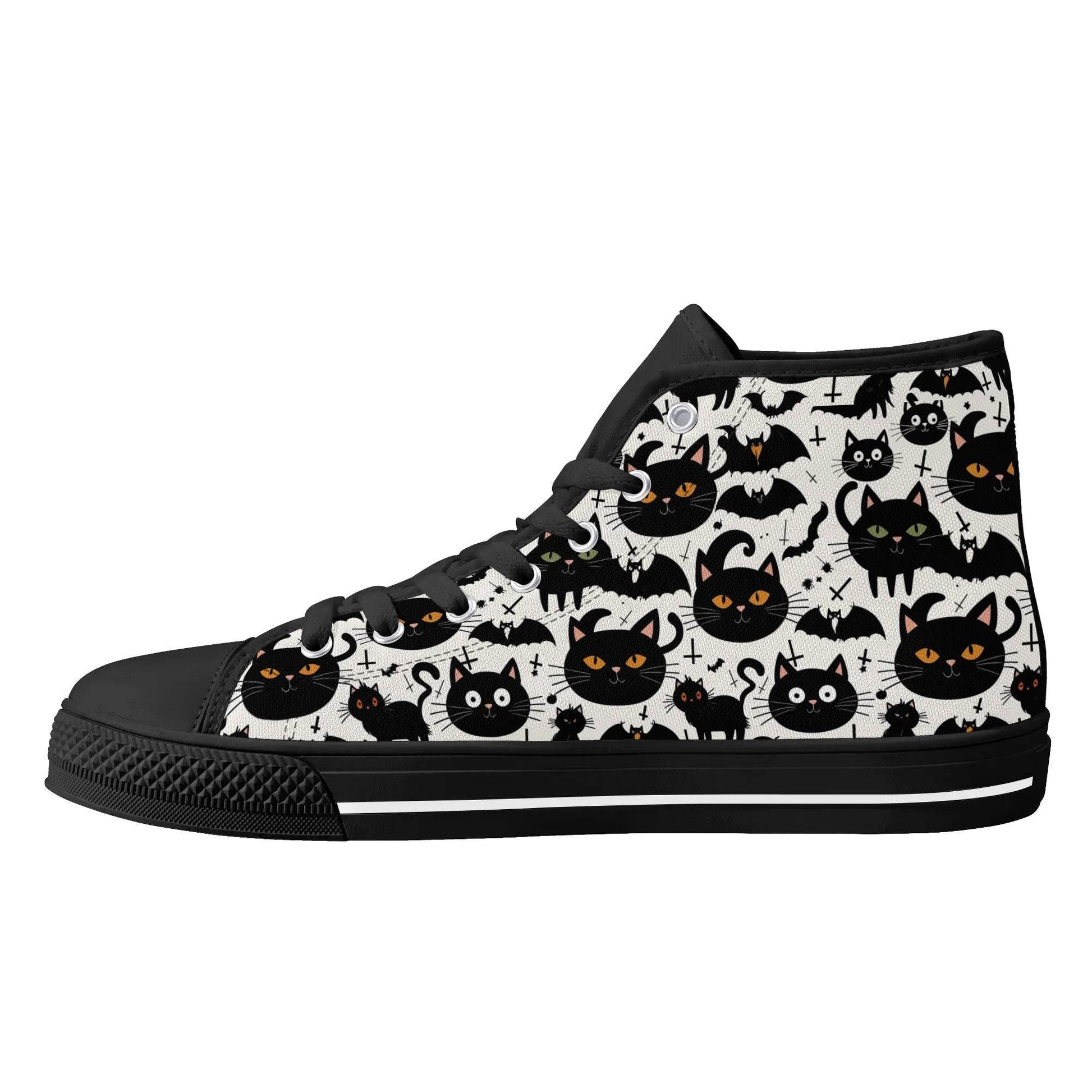 Men's Rubber High Top Crazy Cat Lady Canvas Shoes - DeRose Seasonal