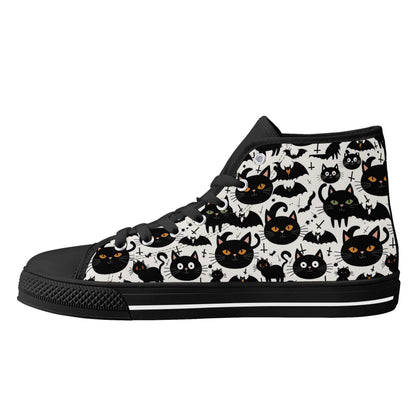 Men's Rubber High Top Crazy Cat Lady Canvas Shoes - DeRose Seasonal