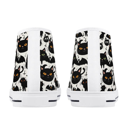Men's Rubber High Top Crazy Cat Lady Canvas Shoes - DeRose Seasonal