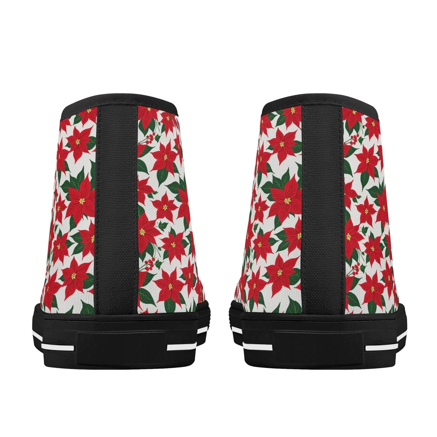 Men's Rubber High Top Floral Poinsettia Canvas Shoes - DeRose Seasonal