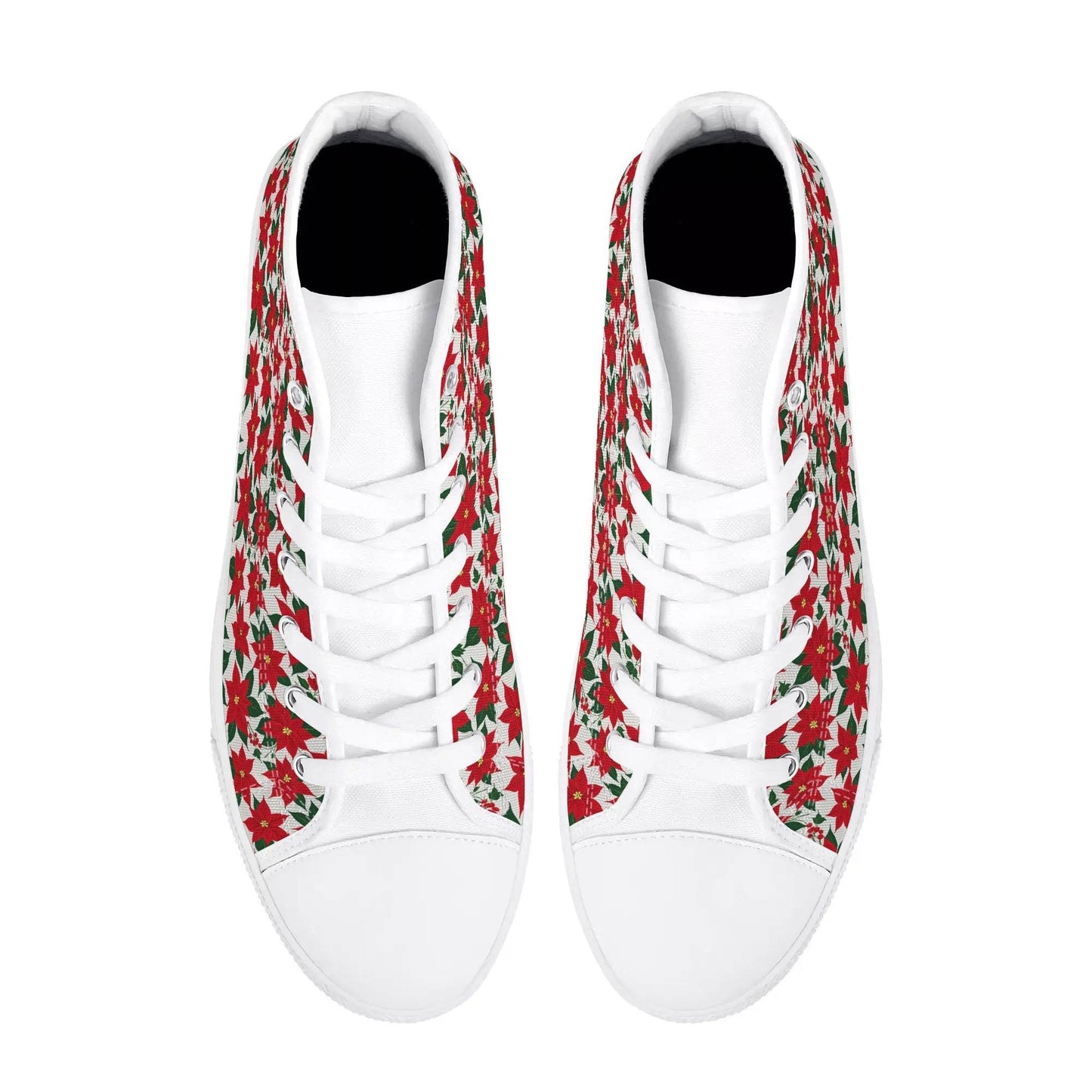 Men's Rubber High Top Floral Poinsettia Canvas Shoes - DeRose Seasonal