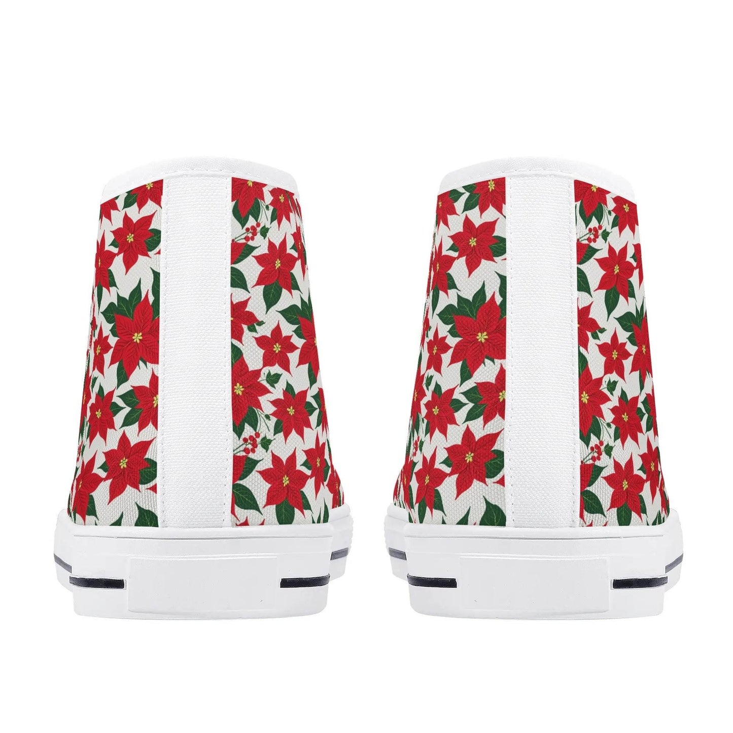 Men's Rubber High Top Floral Poinsettia Canvas Shoes - DeRose Seasonal