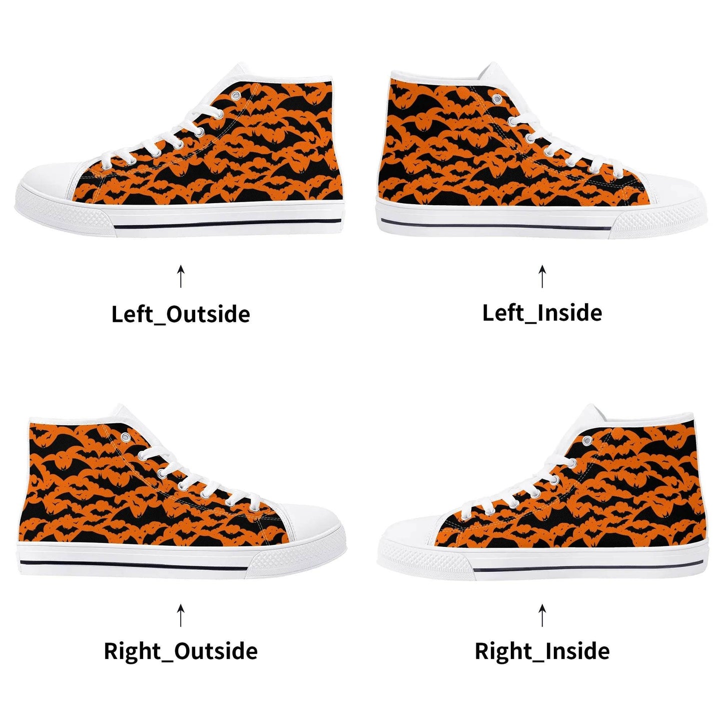 Men's Rubber High Top Halloween Bats Canvas Shoes - DeRose Seasonal