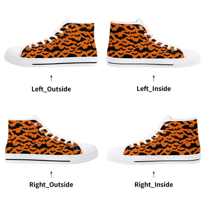 Men's Rubber High Top Halloween Bats Canvas Shoes - DeRose Seasonal