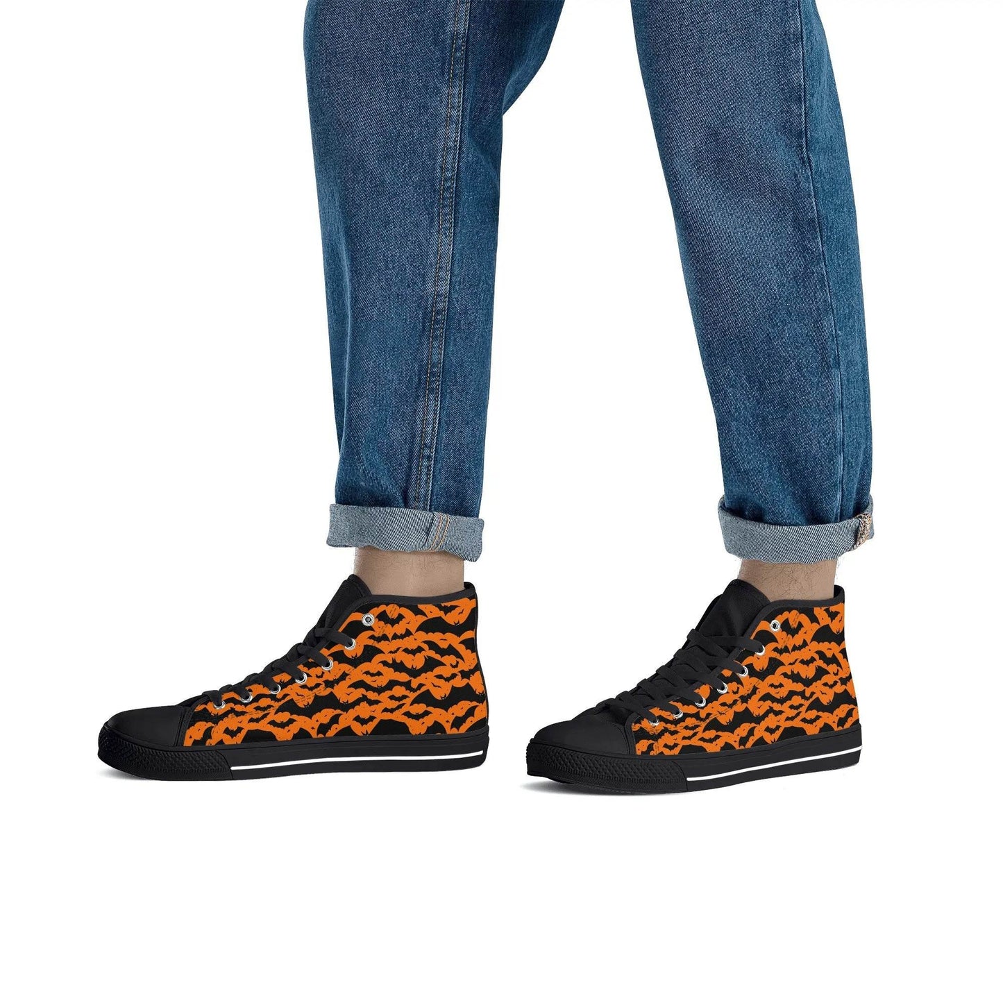 Men's Rubber High Top Halloween Bats Canvas Shoes - DeRose Seasonal