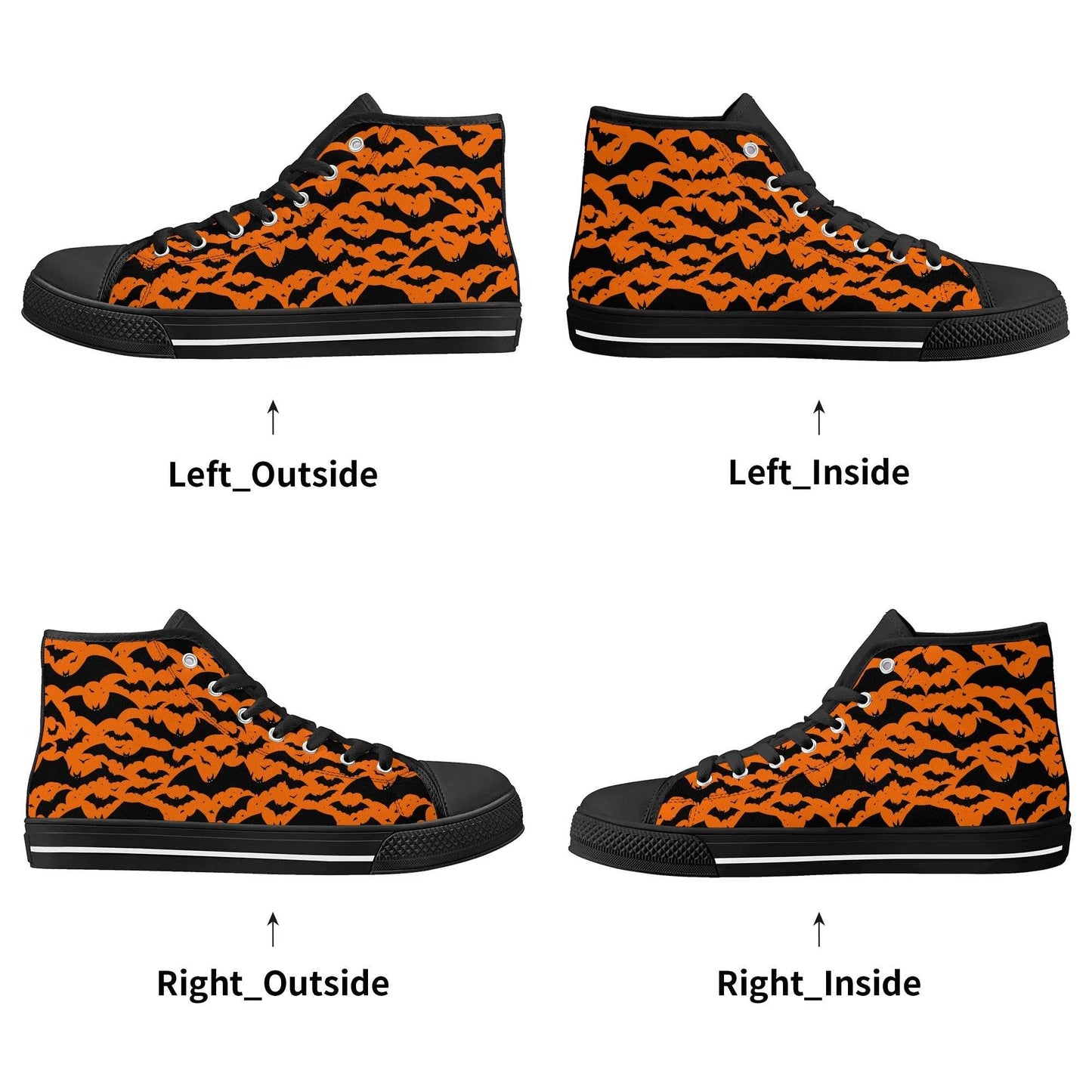 Men's Rubber High Top Halloween Bats Canvas Shoes - DeRose Seasonal