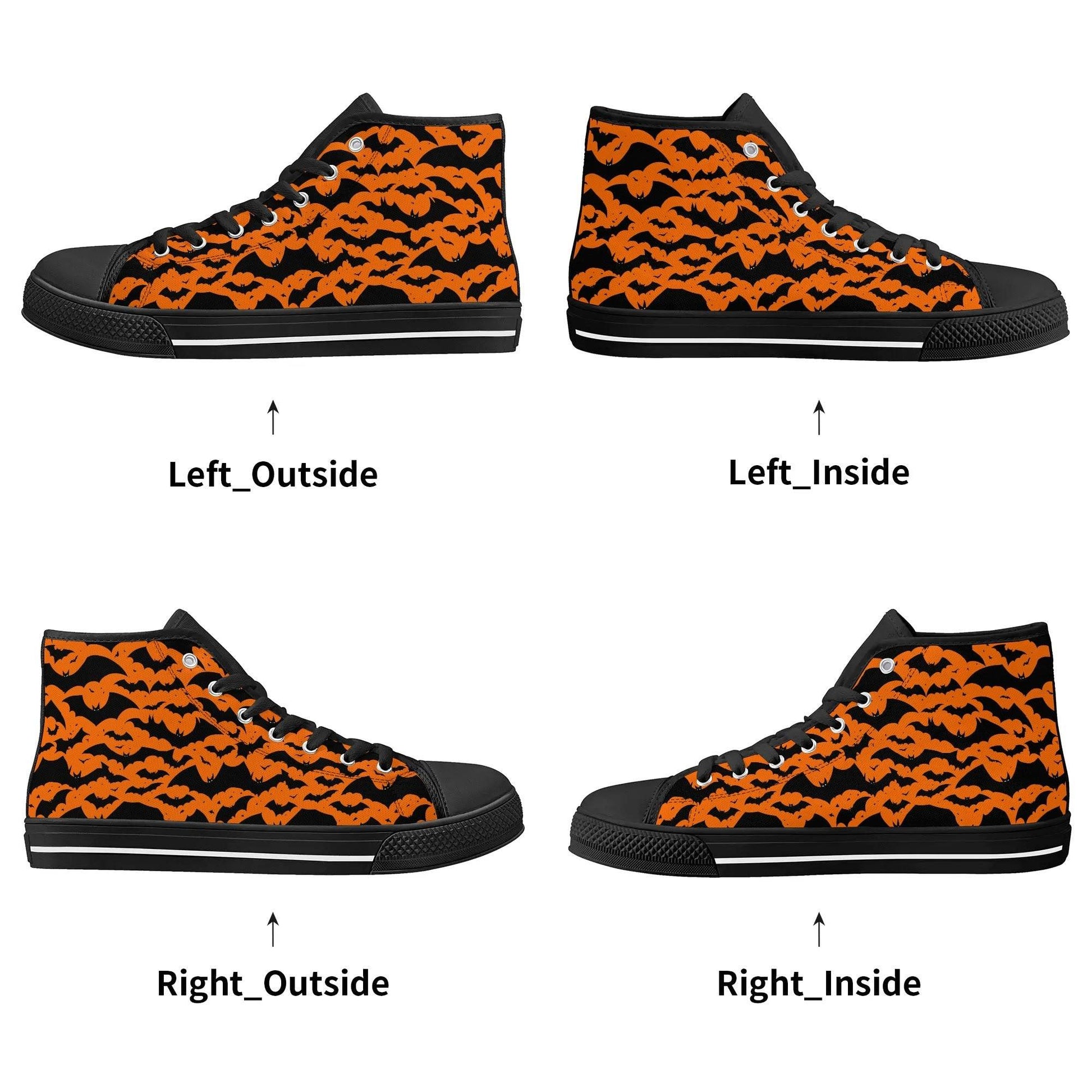 Men's Rubber High Top Halloween Bats Canvas Shoes - DeRose Seasonal