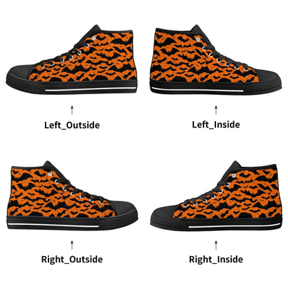Men's Rubber High Top Halloween Bats Canvas Shoes - DeRose Seasonal