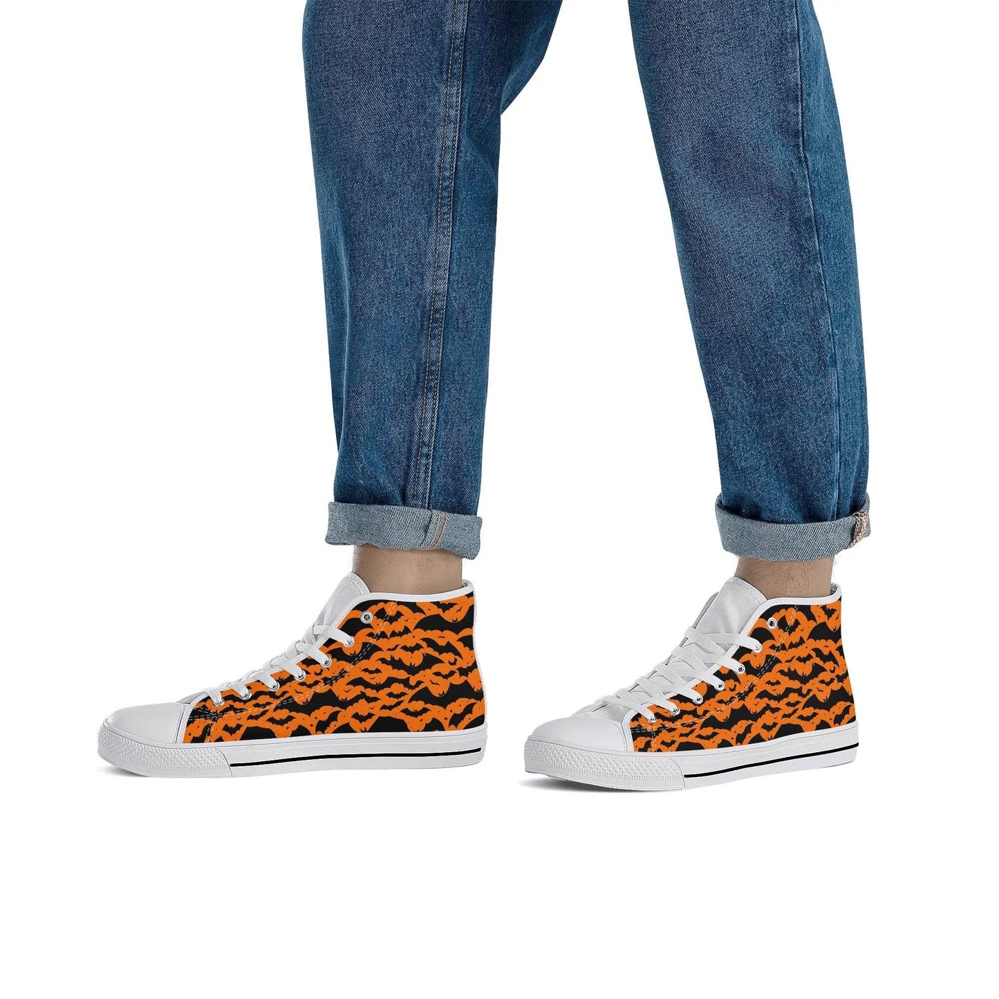 Men's Rubber High Top Halloween Bats Canvas Shoes - DeRose Seasonal