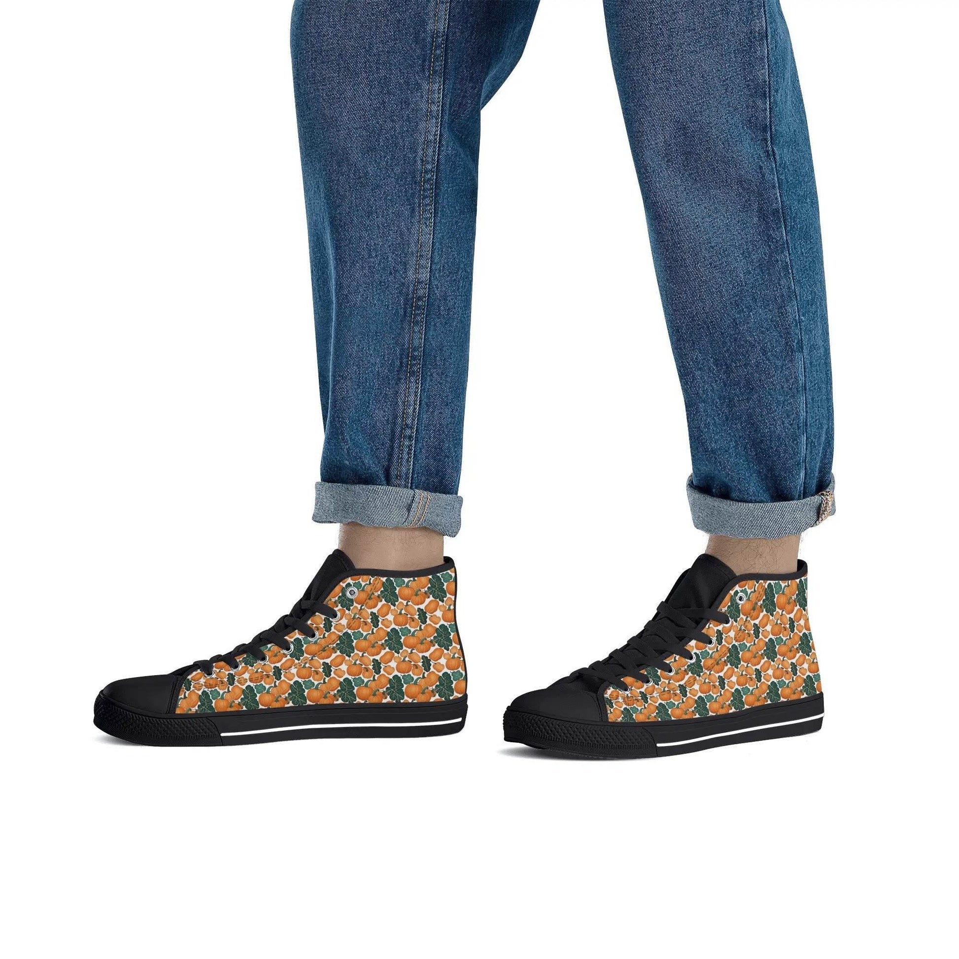 Men's Rubber High Top Pumpkin Patch Canvas Shoes - DeRose Seasonal