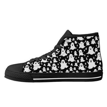 Men's Rubber High Top Spooky Ghost Canvas Shoes - DeRose Seasonal