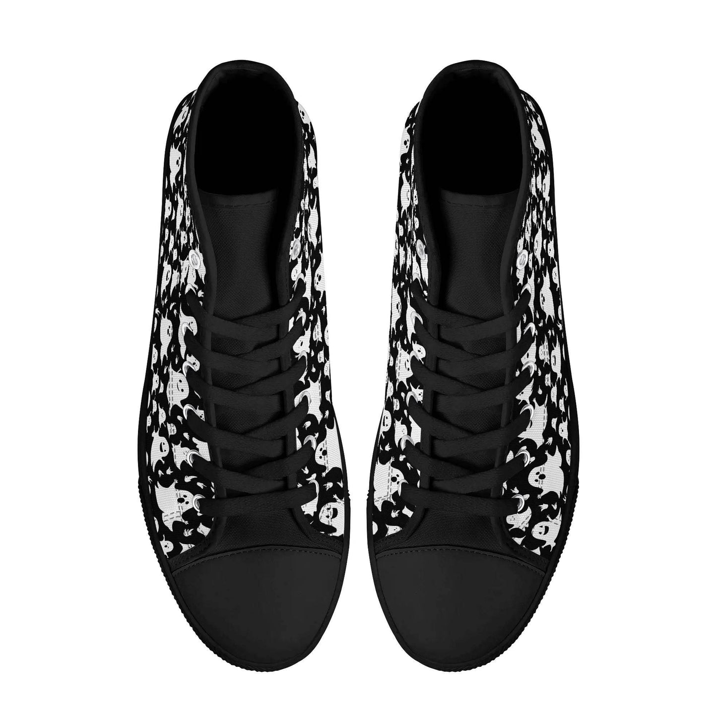 Men's Rubber High Top Spooky Ghost Canvas Shoes - DeRose Seasonal