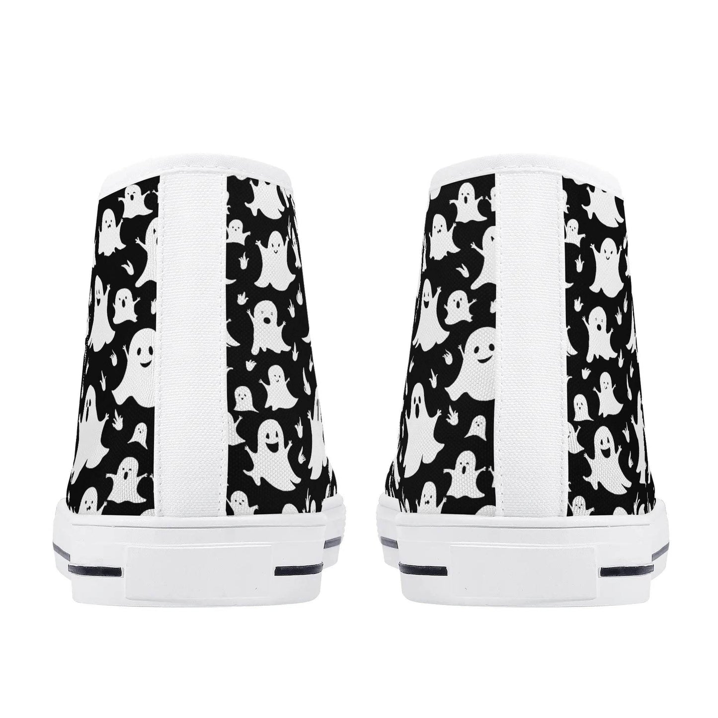 Men's Rubber High Top Spooky Ghost Canvas Shoes - DeRose Seasonal