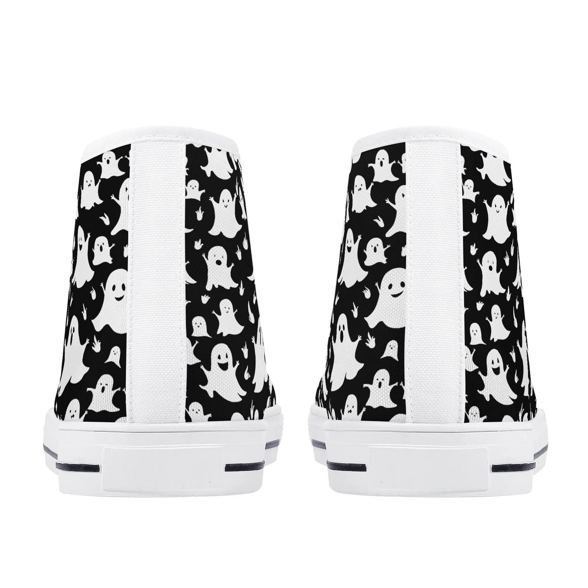Men's Rubber High Top Spooky Ghost Canvas Shoes - DeRose Seasonal