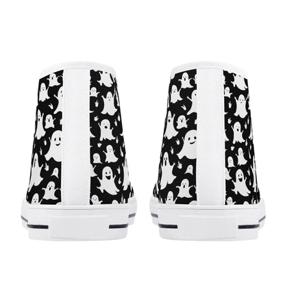 Men's Rubber High Top Spooky Ghost Canvas Shoes - DeRose Seasonal