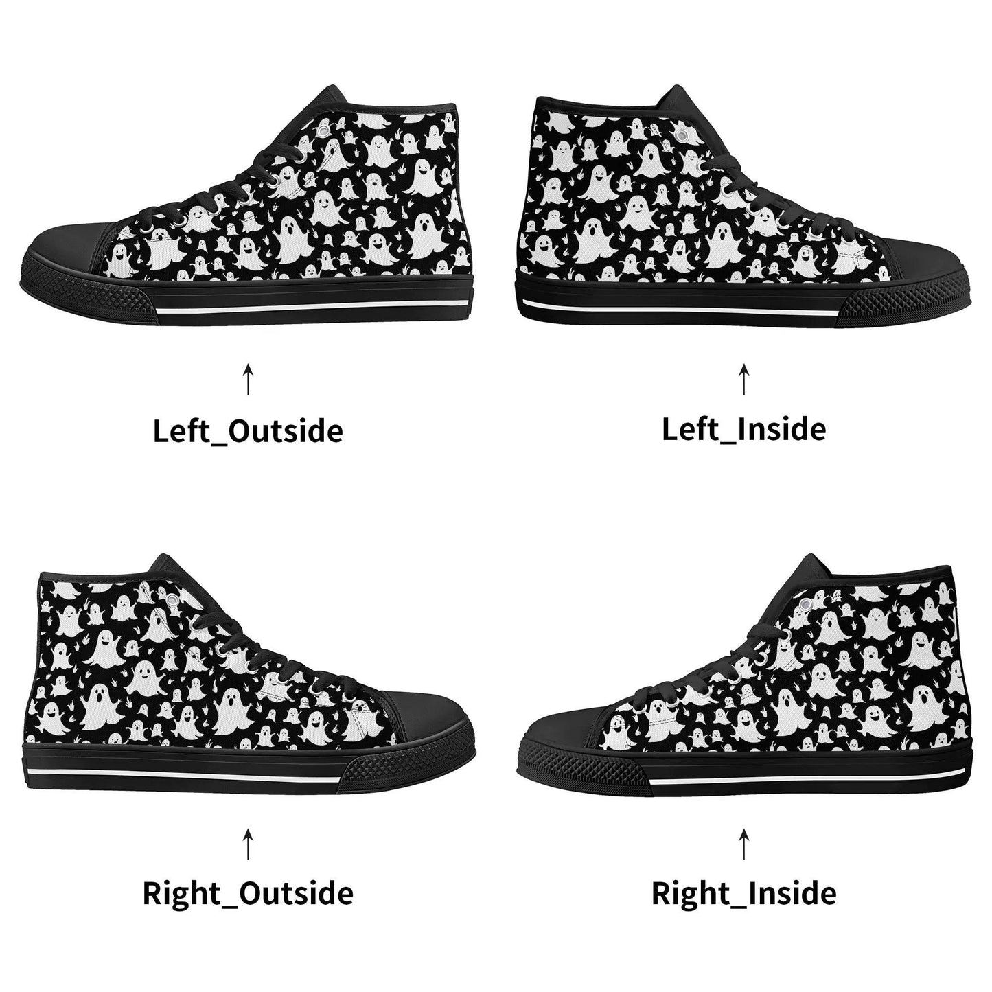 Men's Rubber High Top Spooky Ghost Canvas Shoes - DeRose Seasonal