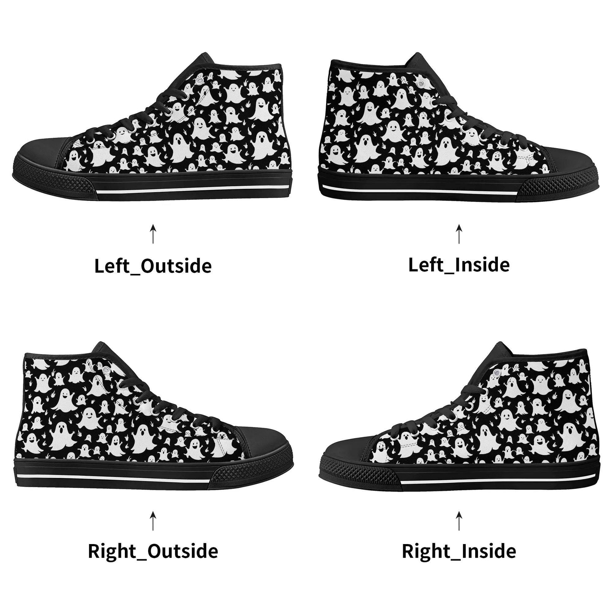 Men's Rubber High Top Spooky Ghost Canvas Shoes - DeRose Seasonal