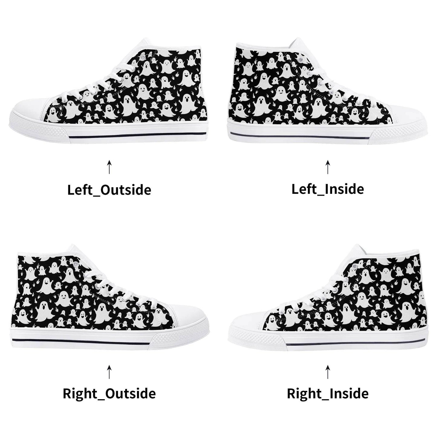 Men's Rubber High Top Spooky Ghost Canvas Shoes - DeRose Seasonal